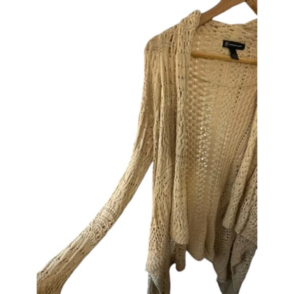 INC International Concepts Beige Open Knit Swing Cotton Cardigan Sweater Small - Picture 4 of 8